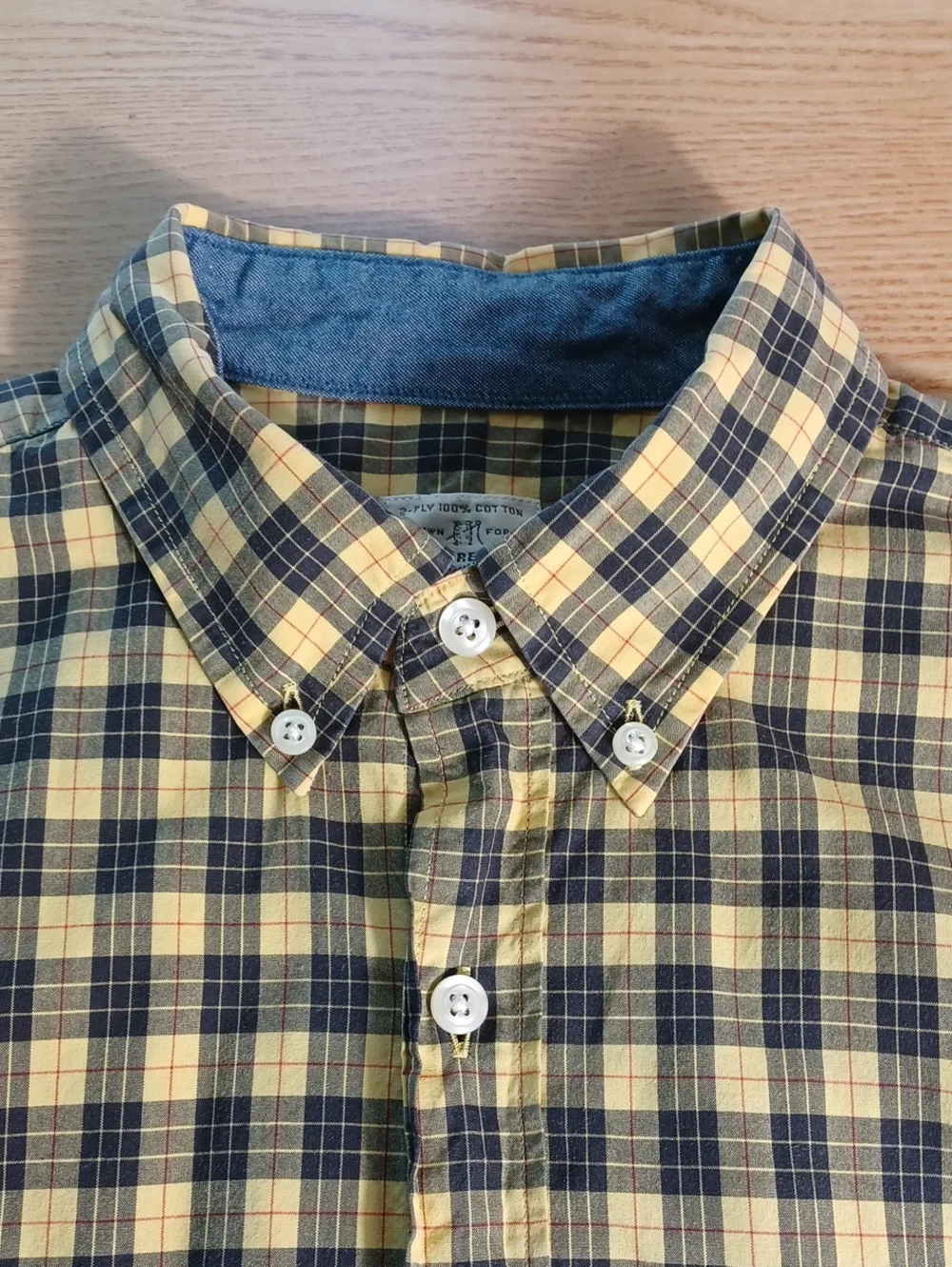 J. Crew Yellow and Black Plaid Long Sleeve Button-Down Cotton Shirt, Mens Small